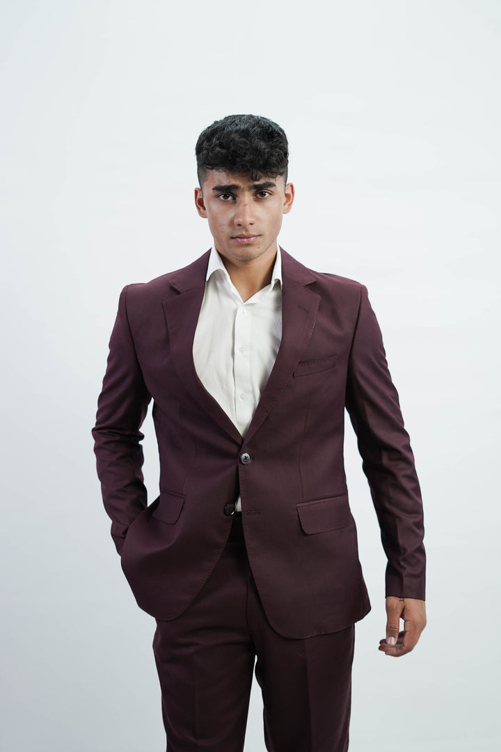 3-Piece Men Burgundy suit- Custom Fit High-End Formalwear for Every Occasion - Imperial Stitch
