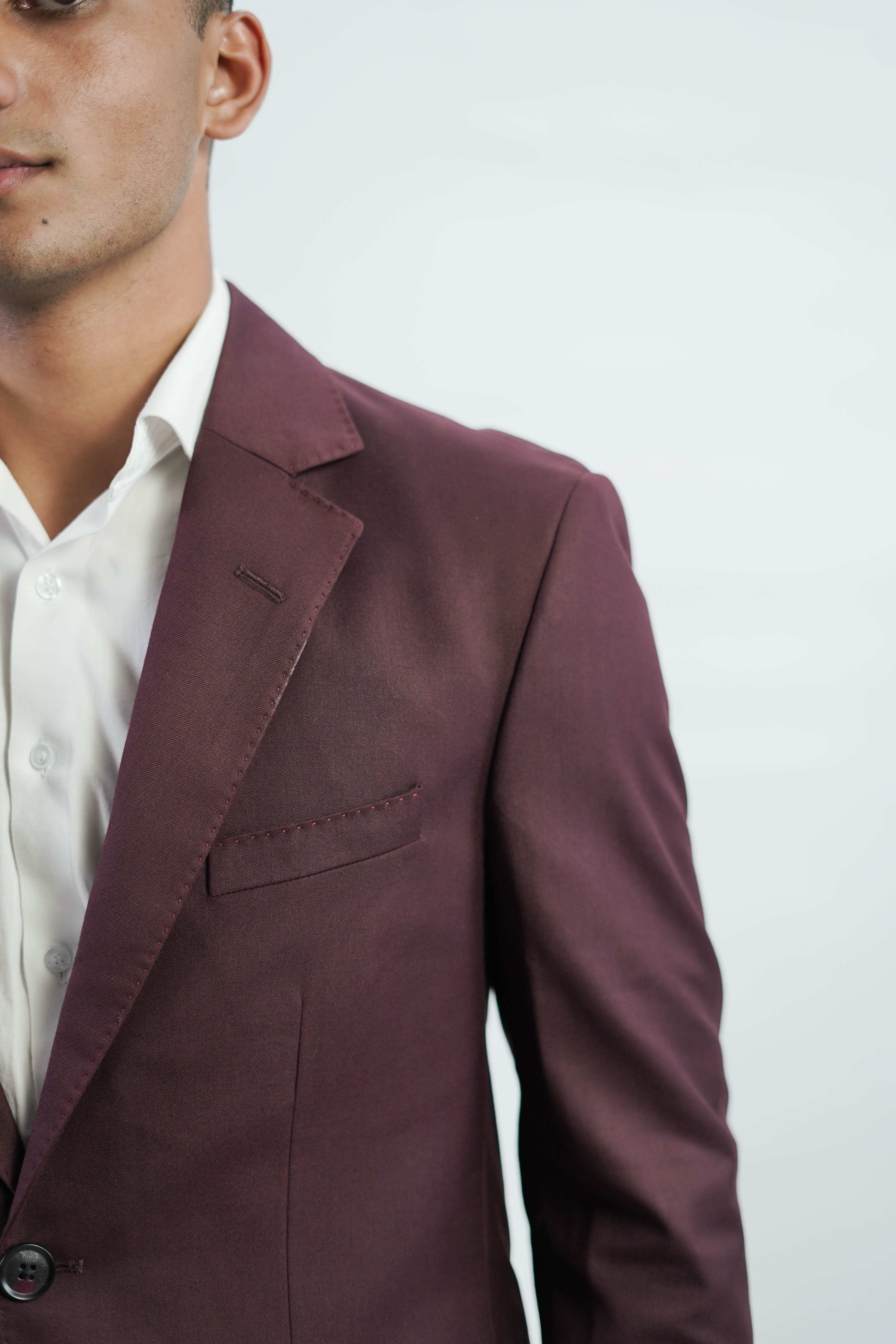 3-Piece Men Burgundy suit- Custom Fit High-End Formalwear for Every Occasion - Imperial Stitch