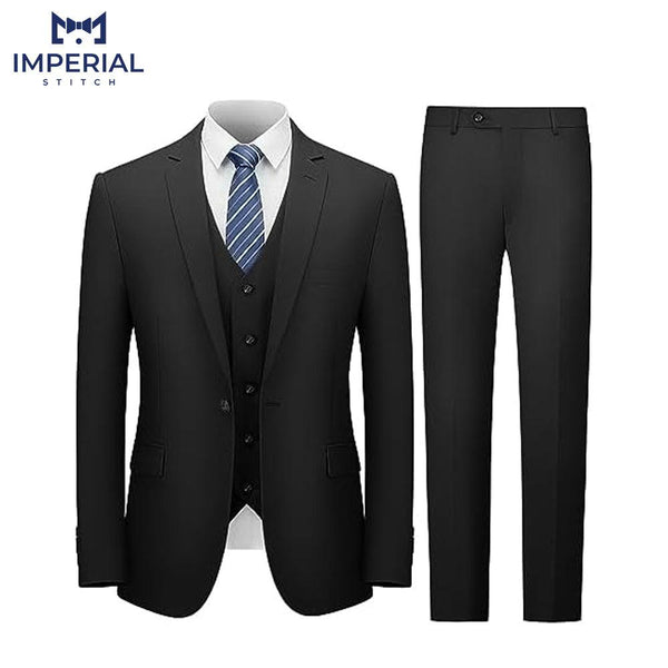Gloucester Black 3-Piece Suit for Men - Stylish & Timeless Formalwear - Imperial Stitch