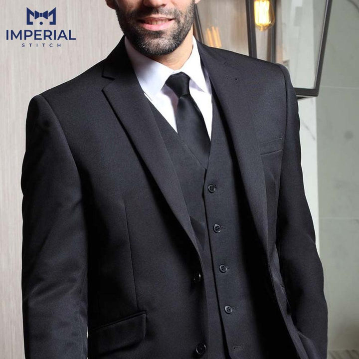 Gloucester Black 3-Piece Suit for Men - Stylish & Timeless Formalwear - Imperial Stitch
