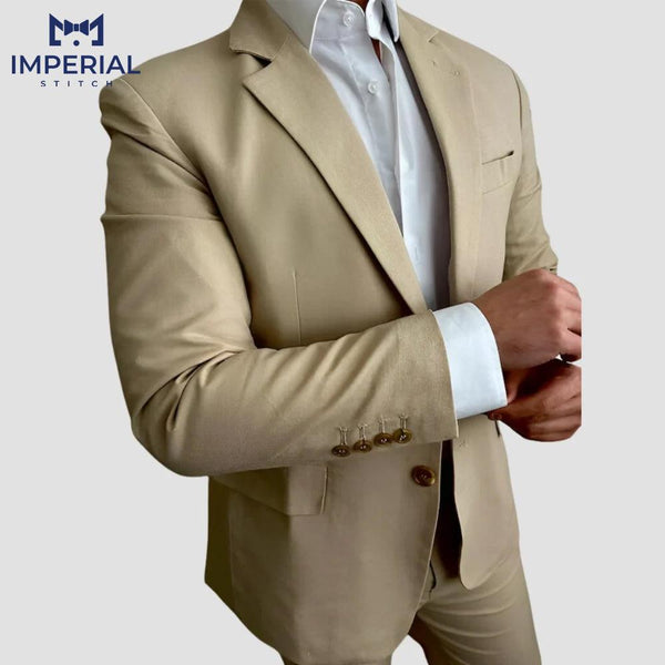 Light Brown Linen 2-Piece Suit for Men - Stylish & Comfortable Formalwear - Imperial Stitch