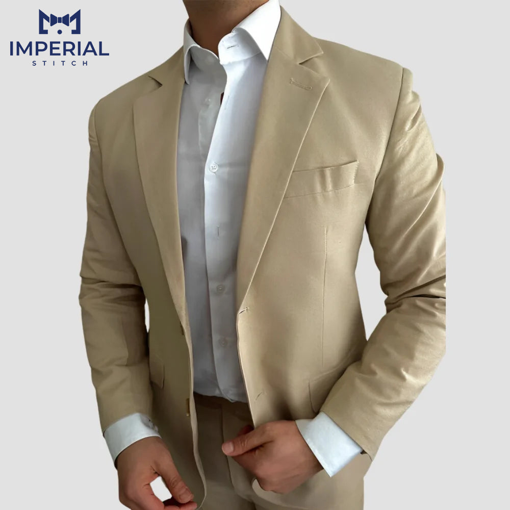 Light Brown Linen 2-Piece Suit for Men - Stylish & Comfortable Formalwear