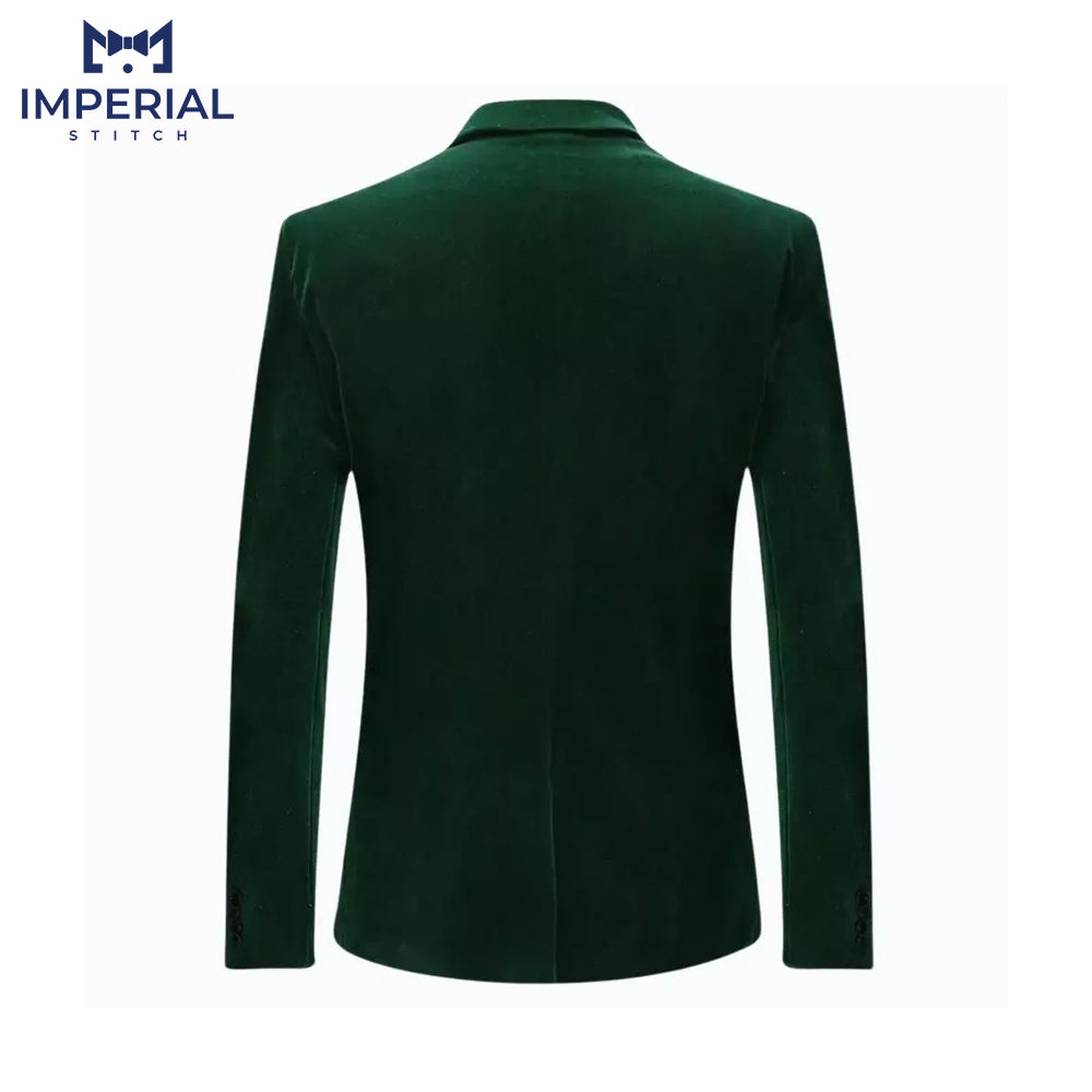 Men’s Modern Blazers Fit Emerald Green Velvet Tuxedo Jacket - Luxurious Formalwear