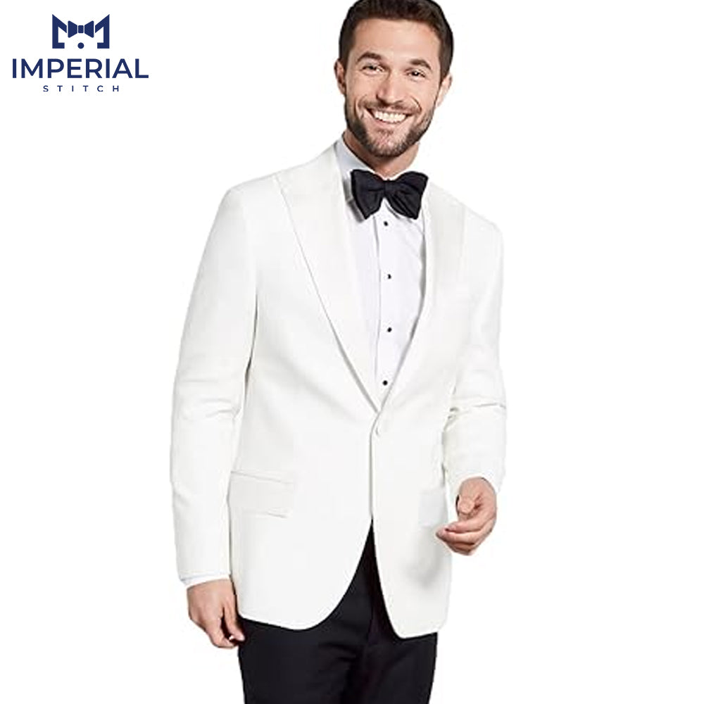 Men’s White 2-Piece Shawl Lapel Suit - Timeless Elegance for Formal Occasions