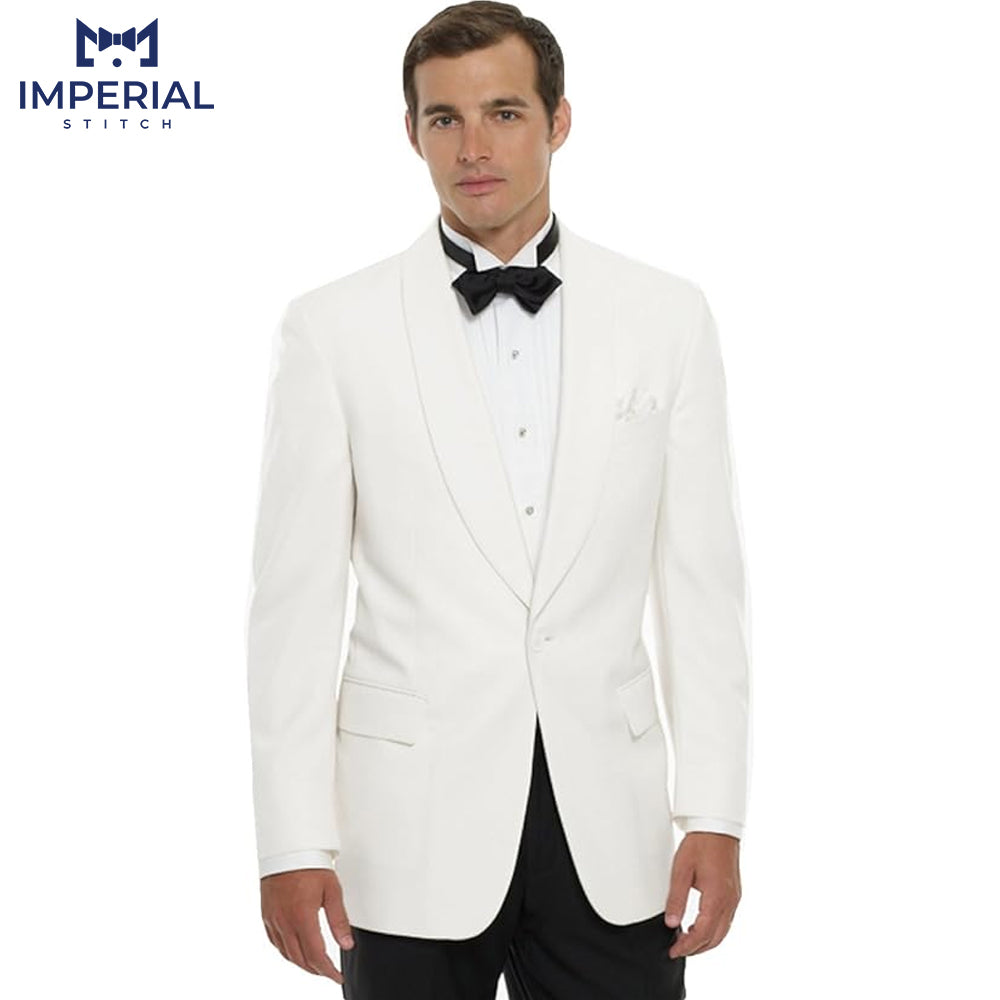 Men’s White 2-Piece Shawl Lapel Suit - Timeless Elegance for Formal Occasions