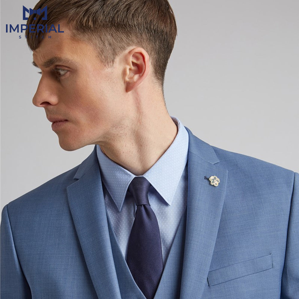 Modern Blue Slim Fit 3-Piece Wedding Suit - Elegant Formalwear