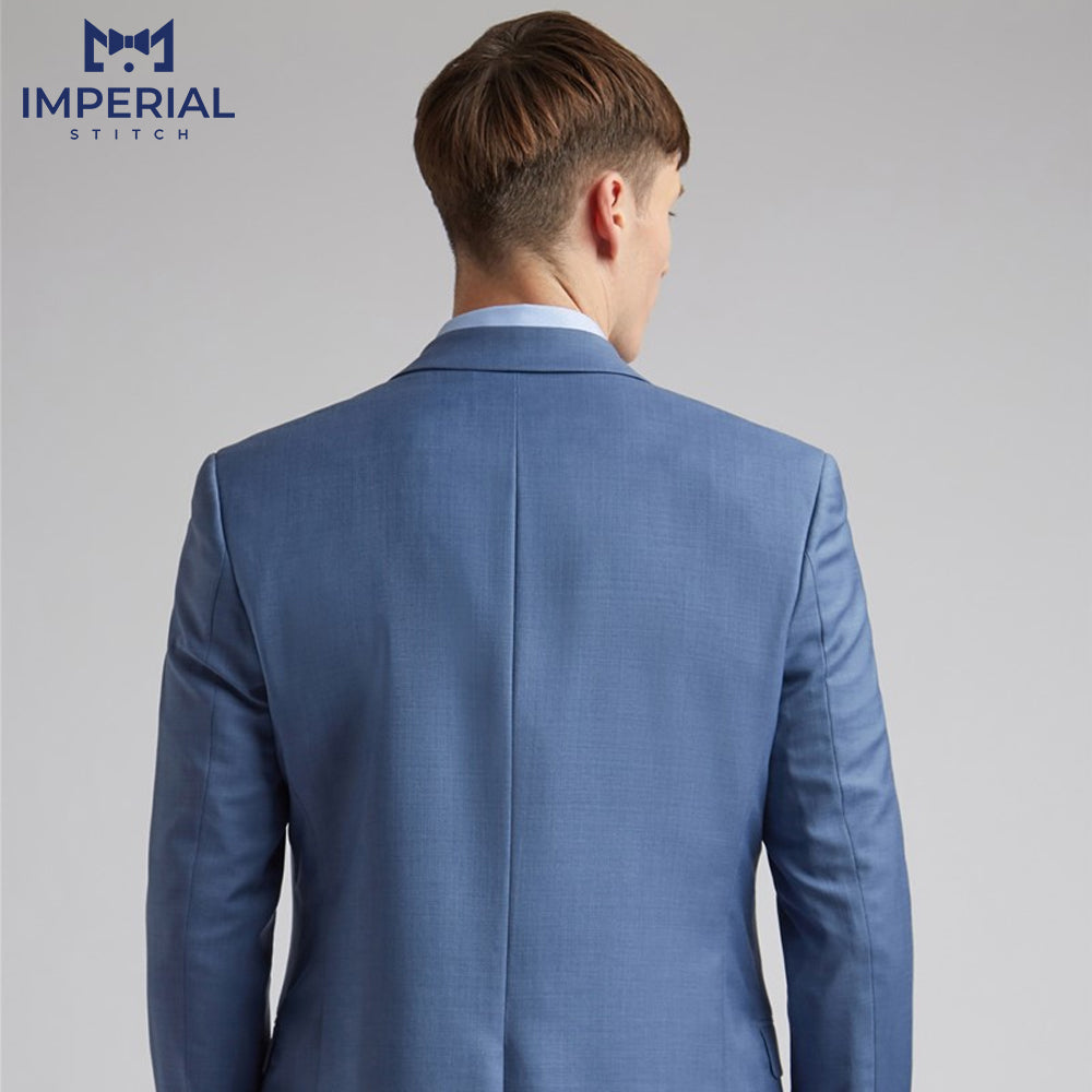 Modern Blue Slim Fit 3-Piece Wedding Suit - Elegant Formalwear