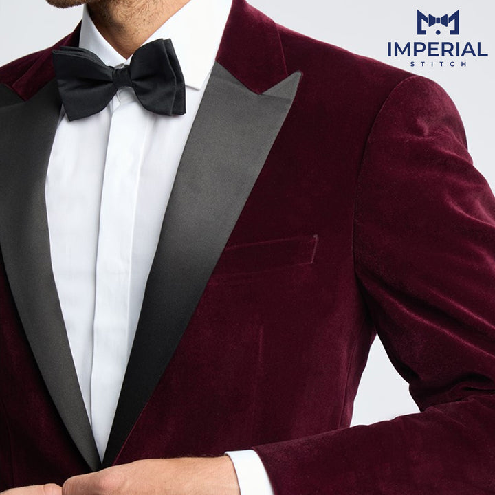 Regular Fit Burgundy Velvet Jacket - Elegant & Stylish Outerwear for Men - Blazers for men - Imperial Stitch