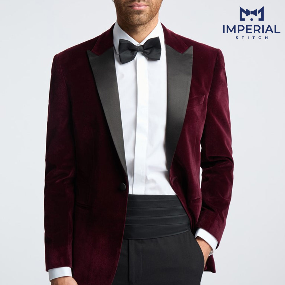 Regular Fit Burgundy Velvet Jacket - Elegant & Stylish Outerwear for Men -  Blazers for men