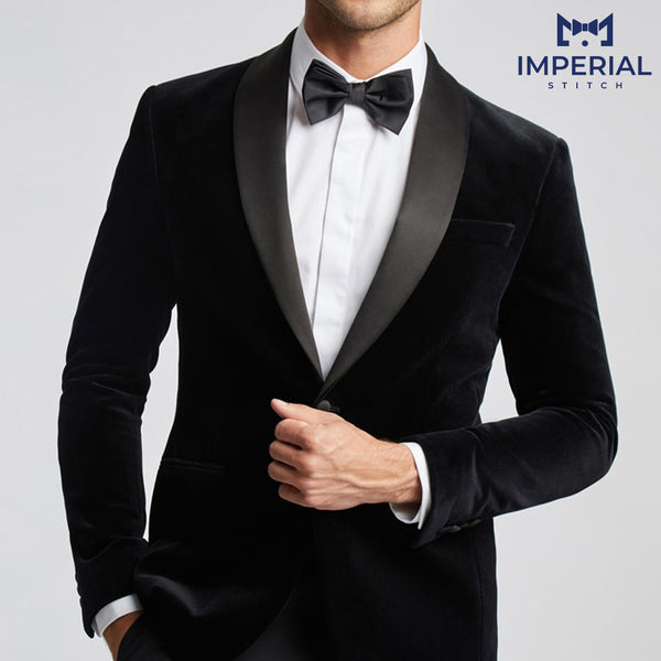 Slim Fit Black Velvet Jacket - Sophisticated Men’s Outerwear for Elegant Occasions - Blazers for Men - Imperial Stitch
