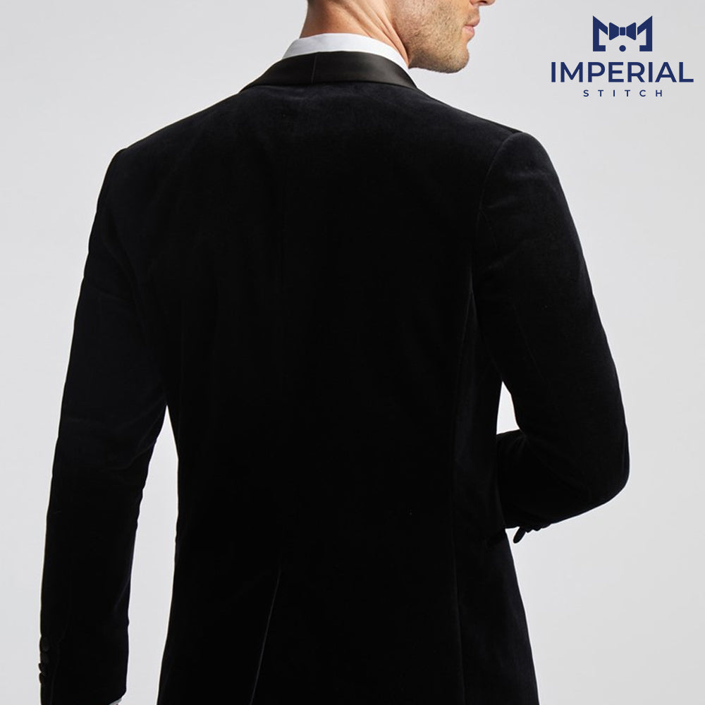 Slim Fit Black Velvet Jacket - Sophisticated Men’s Outerwear for Elegant Occasions - Blazers for Men