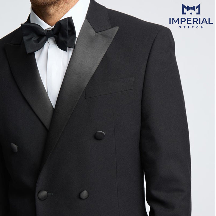 2 Piece Black Slim Fit Huxley Double Breasted Tuxedo Prom Suit – Elegant & Stylish Formalwear - Imperial Stitch