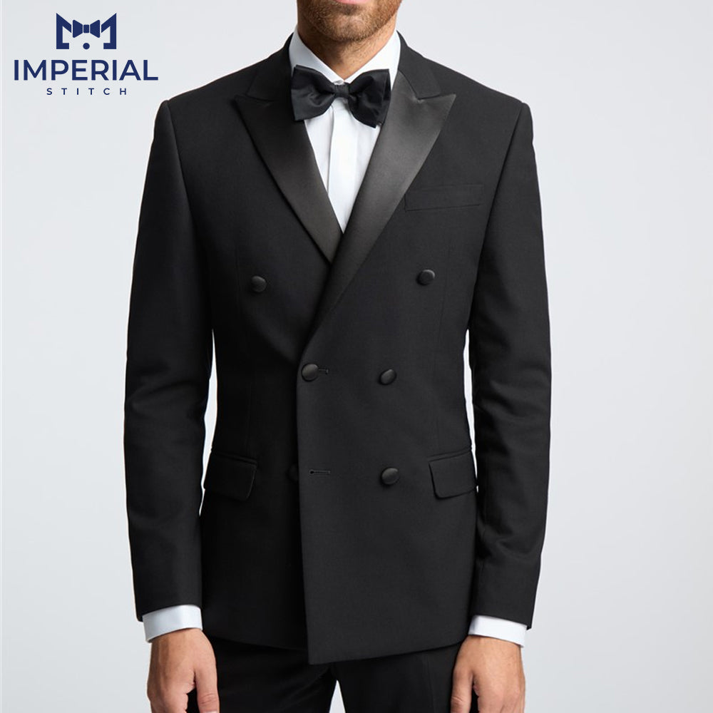 2 Piece Black Slim Fit Huxley Double Breasted Tuxedo Prom Suit – Elegant & Stylish Formalwear