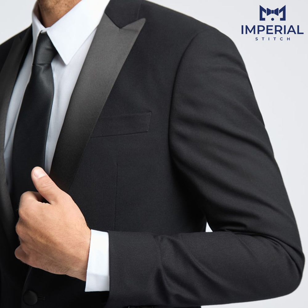 2 Piece Black Slim Fit Huxley Tuxedo Prom Suit – Modern & Elegant Formal Attire for Special Events