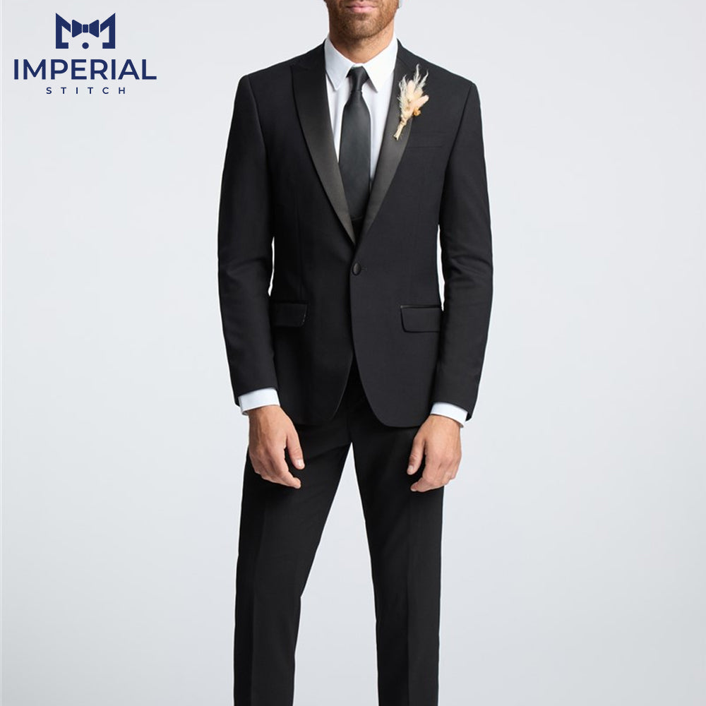 2 Piece Black Slim Fit Huxley Tuxedo Prom Suit – Modern & Elegant Formal Attire for Special Events