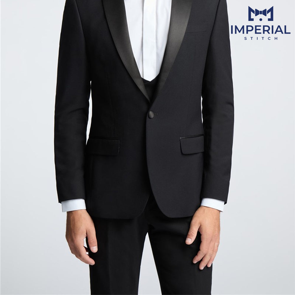 2 Piece Black Slim Fit Huxley Tuxedo Prom Suit – Modern & Elegant Formal Attire for Special Events