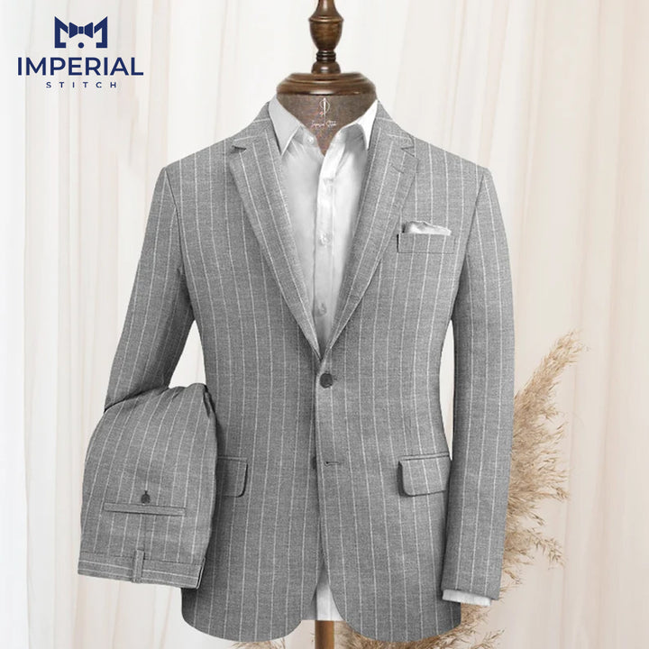 2-Piece Premium Solbiati Linen Wool Silk Tromo Suit for Men – Formalwear - Imperial Stitch