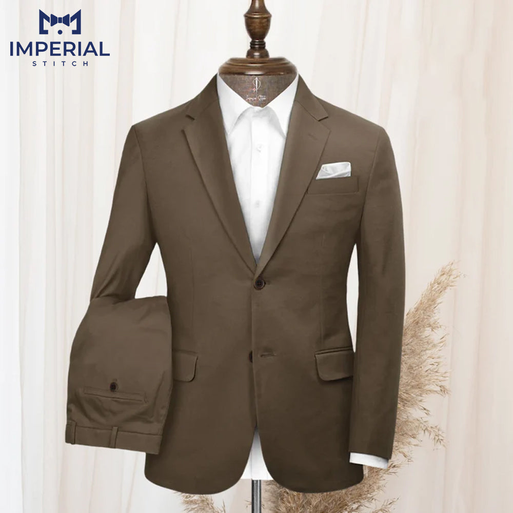 2 Piece Stretch Summer Brown Chino Suit – Men’s Traditional Formalwear