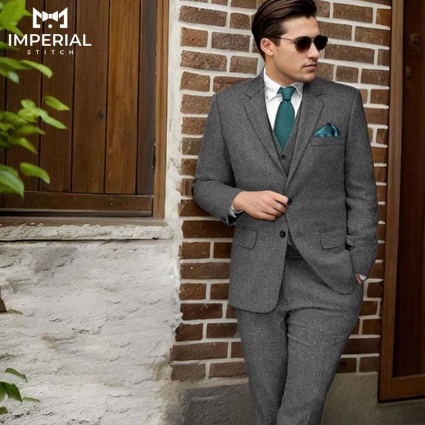 Three Piece Businessman Gray Suit – Professional & Elegant Formalwear - Imperial Stitch