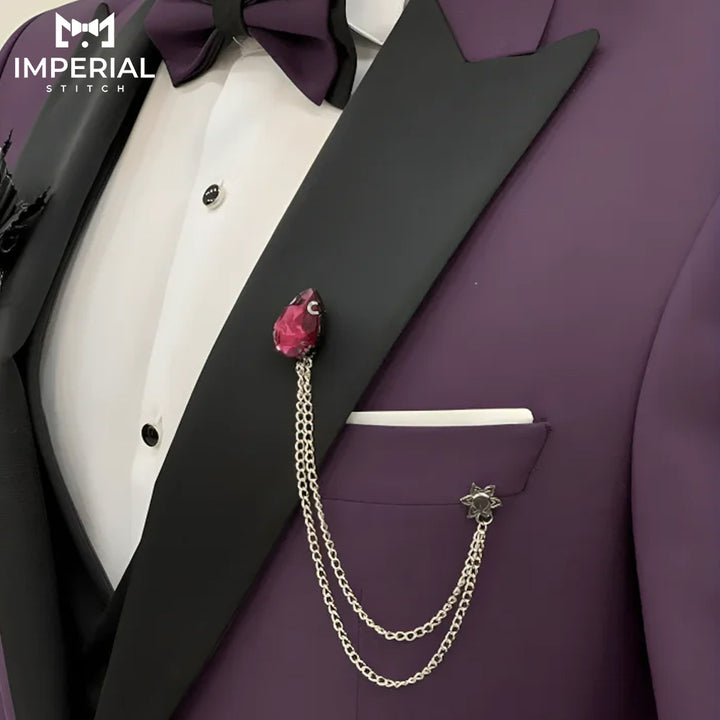 Three Piece Men's Purple Slim Fit Suit – Elegant Formalwear for All Occasions - Imperial Stitch