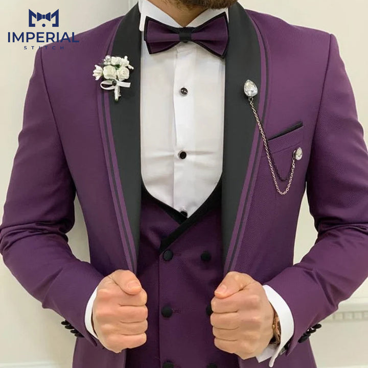 Trendy Three Piece Purple Suit for Men – Modern & Stylish Formalwear - Imperial Stitch