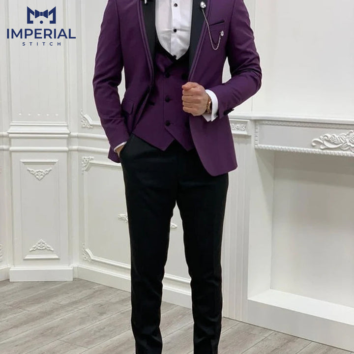 Trendy Three Piece Purple Suit for Men – Modern & Stylish Formalwear - Imperial Stitch