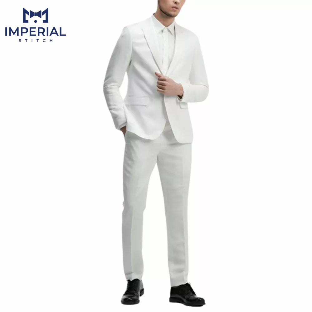 White Formal Two Piece Tuxedo Suit for Men – Elegant & Timeless Event Wear