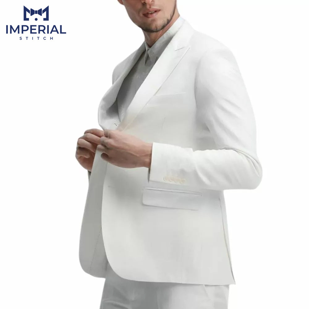 White Formal Two Piece Tuxedo Suit for Men – Elegant & Timeless Event Wear