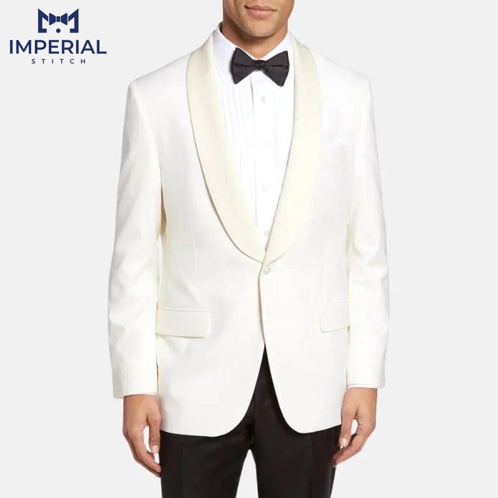 2 Piece Suit  White Shawl Lapel Tuxedo Men's – Classic Elegance for Formal Events