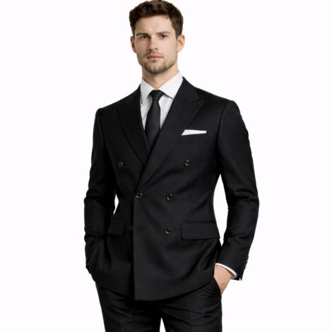 The Solid Black Double Breasted Two Piece Suit