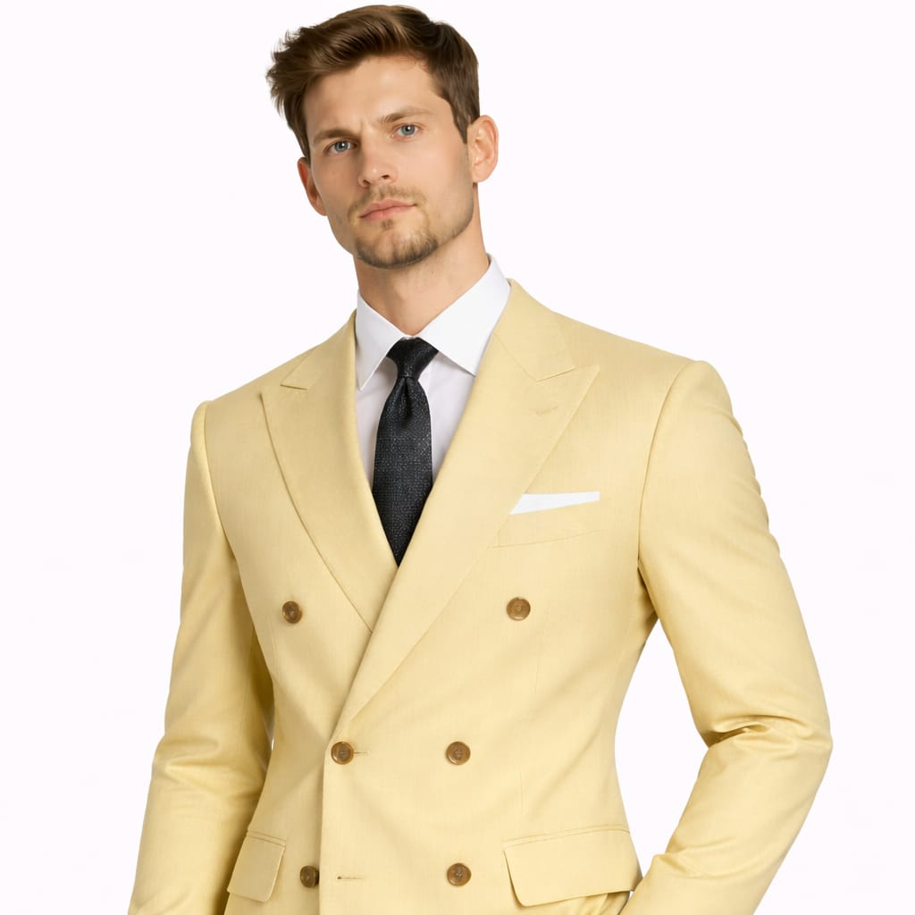 The Light Yellow Double Breasted Two Piece Suit