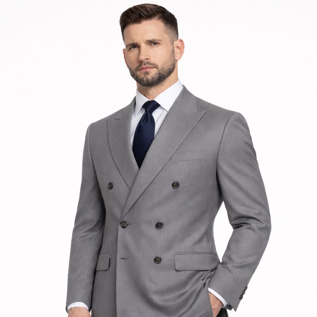 The Stone Grey Double Breasted Two Piece Suit