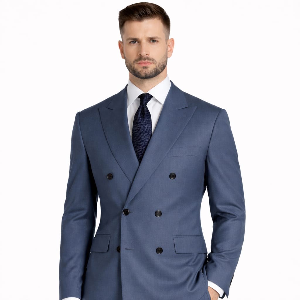 The Slate Blue Double Breasted Two Piece Suit