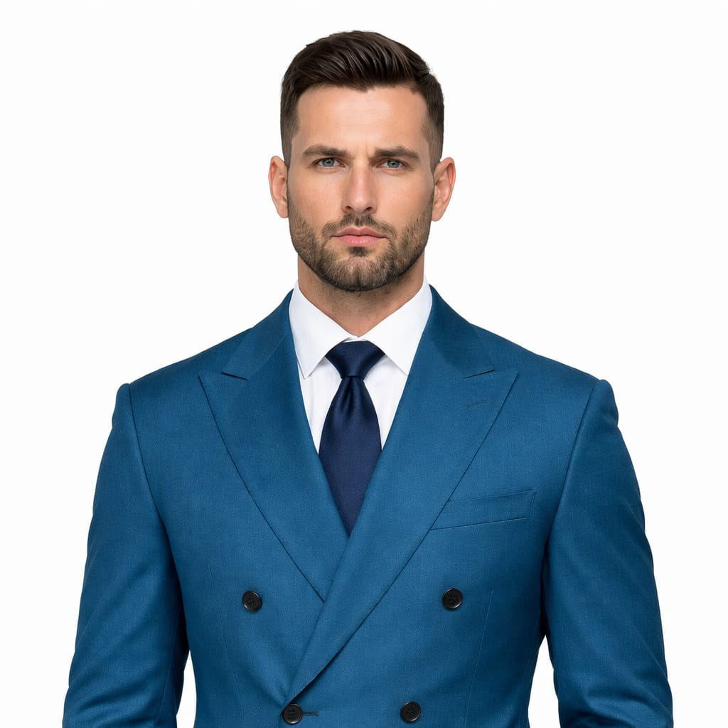 The Teal Blue Double Breasted Two Piece Suit