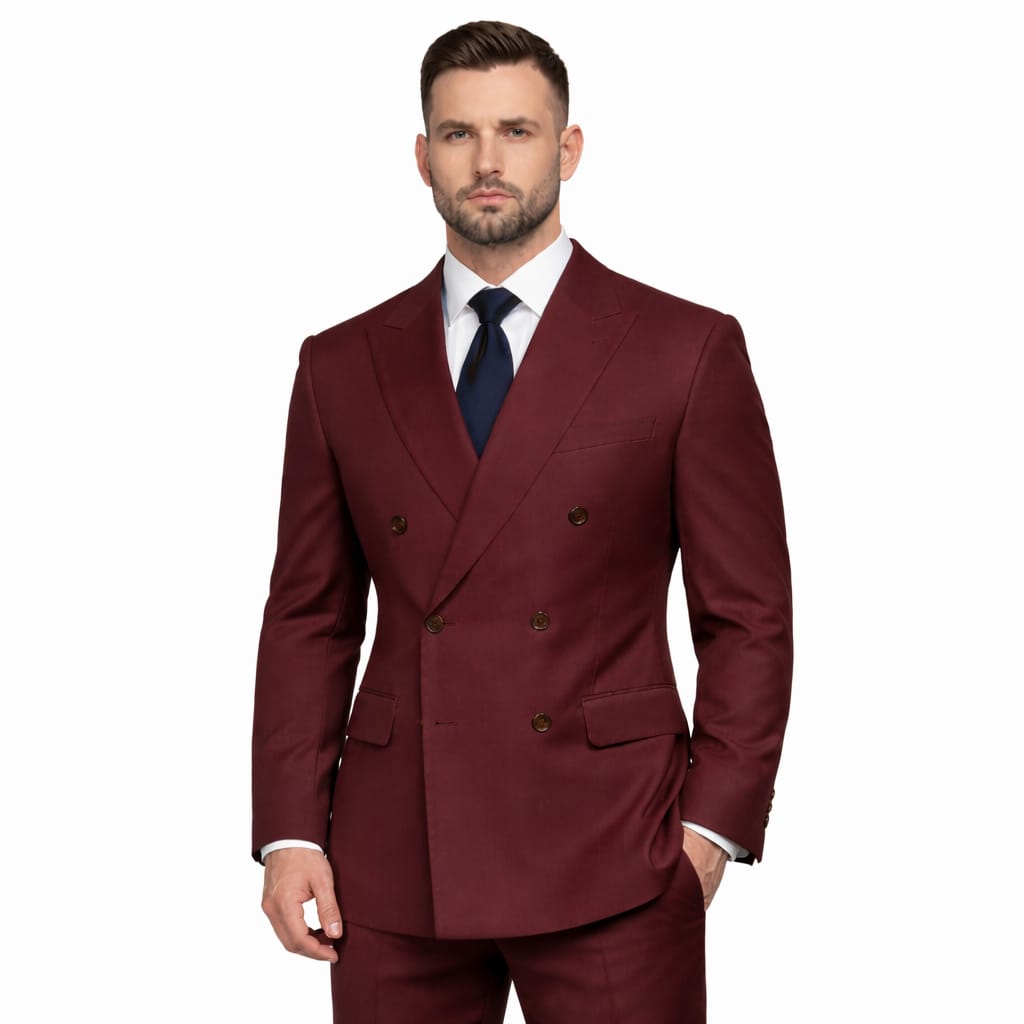 The Burgundy Double Breasted Two Piece Suit