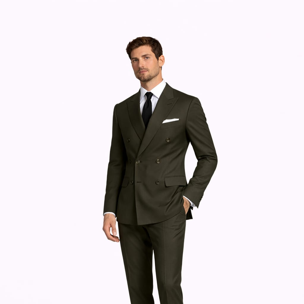 The Dark Olive Double Breasted Two Piece Suit