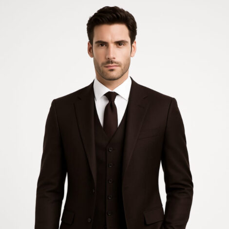 The Sleek Dark Brown Three Piece Suit