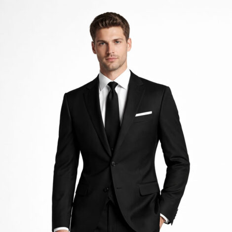 Black Slim Fit Wool Blend Suit