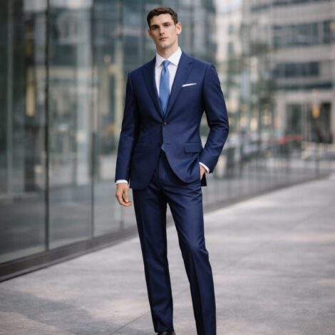 Bright Blue Slim Fit Wool Blend Suit