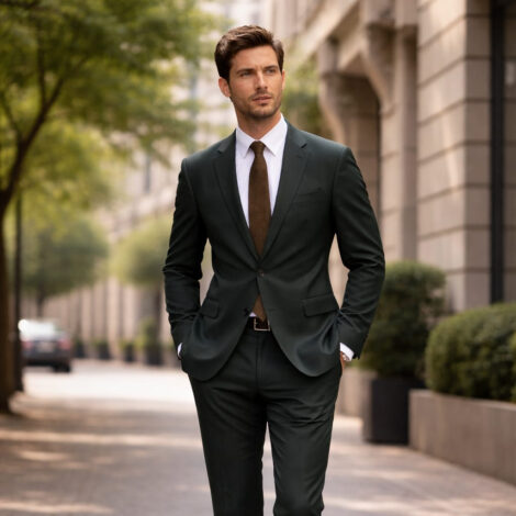 Forest Green Slim Fit Wool Blend Suit