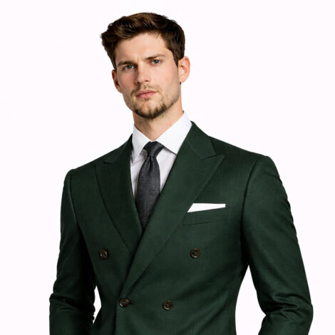 Green Slim Fit Double Breasted Suit