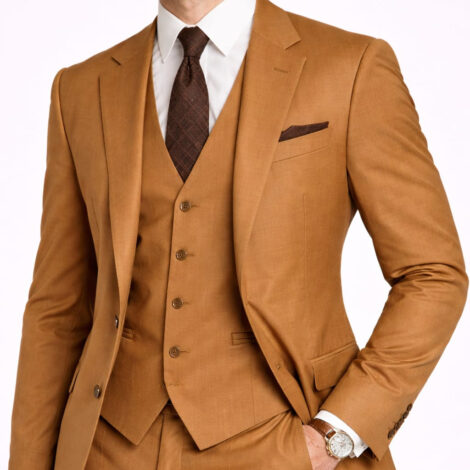 Golden Camel Slim Fit Three Piece Suit