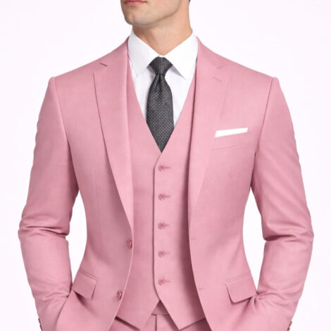 Pink Slim Fit Three Piece Suit