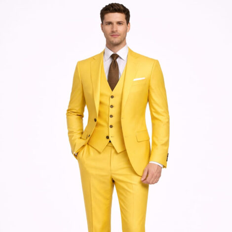 Yellow Slim Fit Three Piece Suit