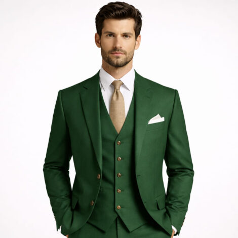 Green Slim Fit Three Piece Suit