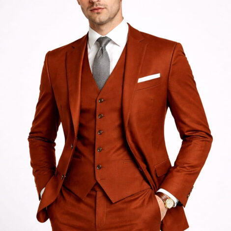 Copper Slim Fit Three Piece Suit
