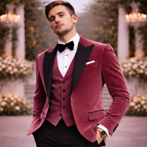 Blush Rose Slim Fit Peak Lapel Three Piece Suit